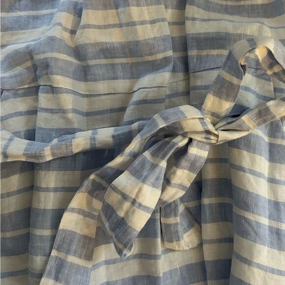 Sigrid Olsen 100% Linen Blue White Striped Halter Midi Summer Dress Size 4 - Picture 5 of 10